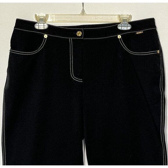 St John Sport Black White Stitches Stretch Jeans Pants - Picture 3 of 10
